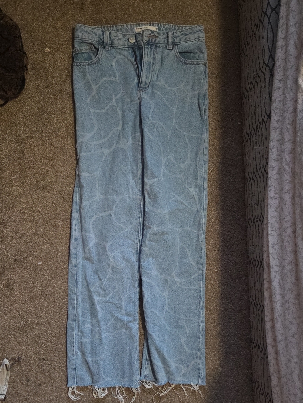 Garage Denim Light Blue Patterned Straight-Leg Jeans